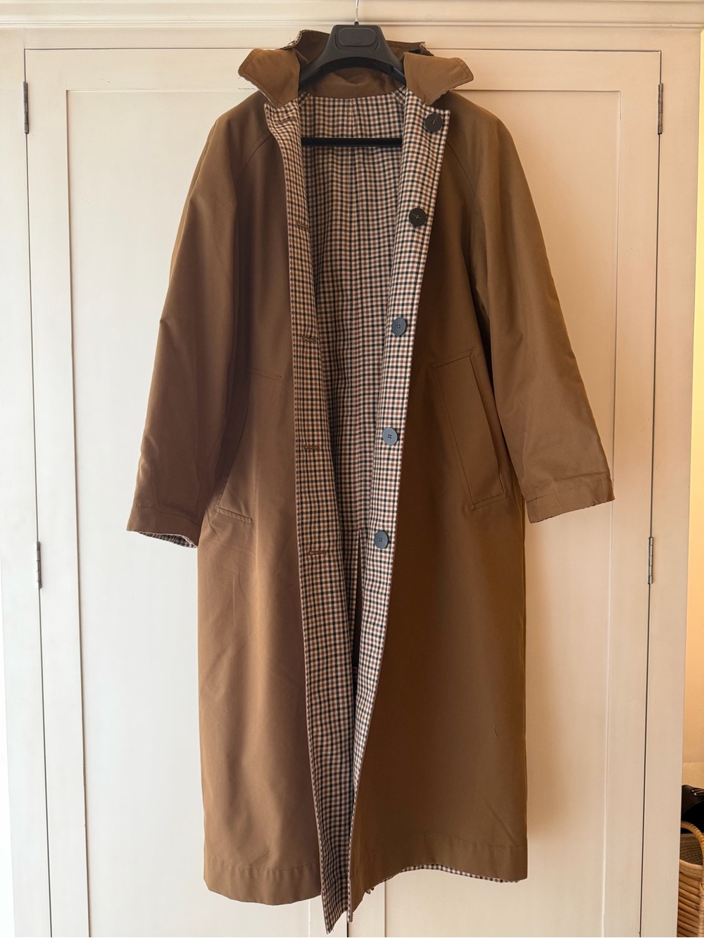 Zara Reversible Tan & Checked Trench Coat - Picture 7 of 12